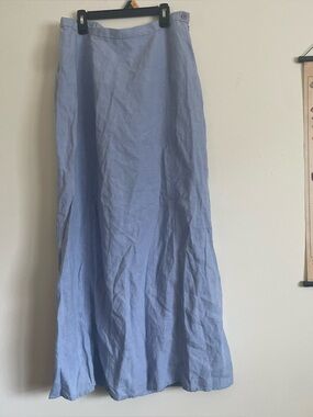 Eileen Fisher Blue Linen Maxi Skirt